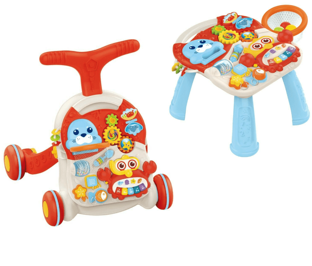 Huanger 2-in-1 Baby Walker & Activity Table – Interactive Learning Play Center