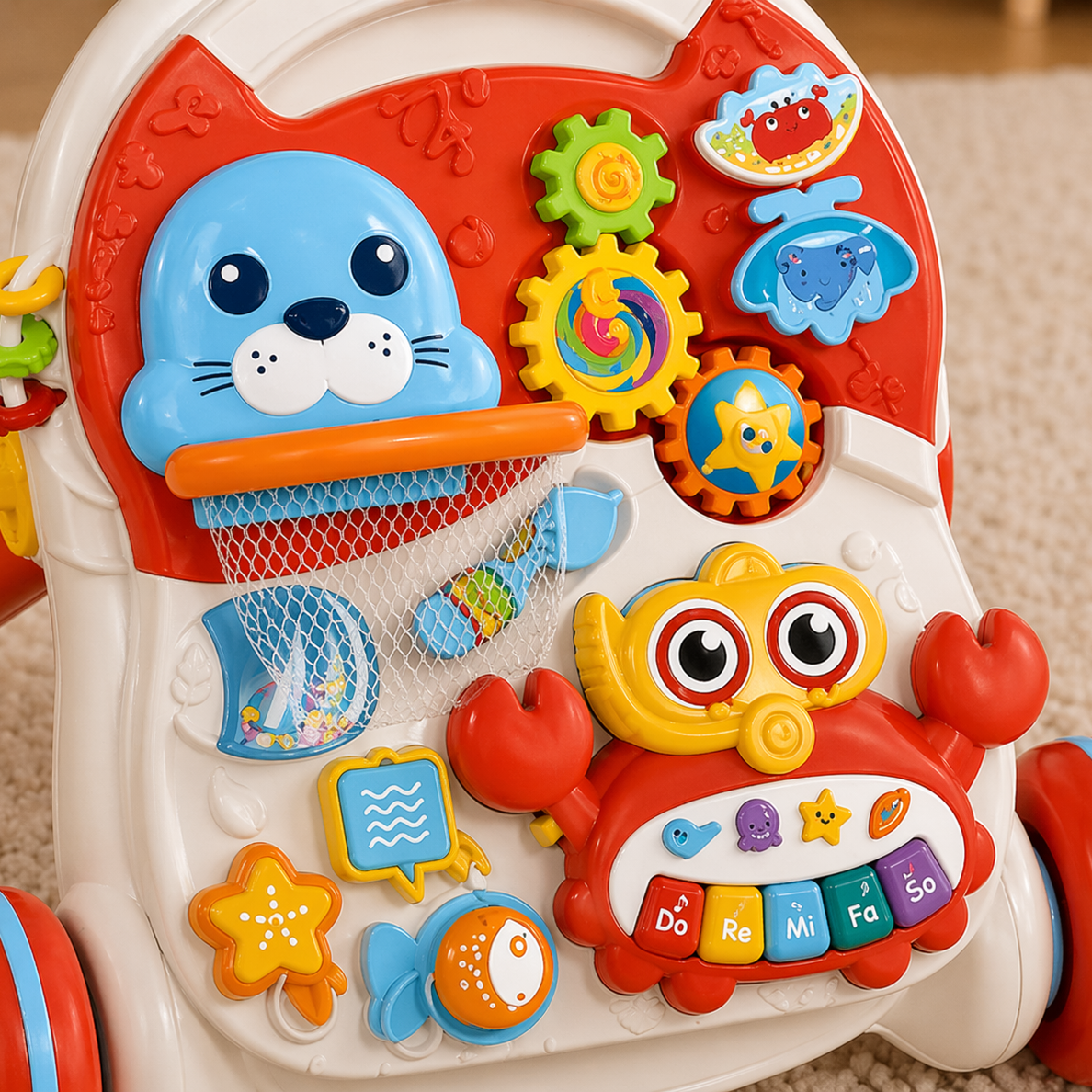 Huanger 2-in-1 Baby Walker & Activity Table – Interactive Learning Play Center
