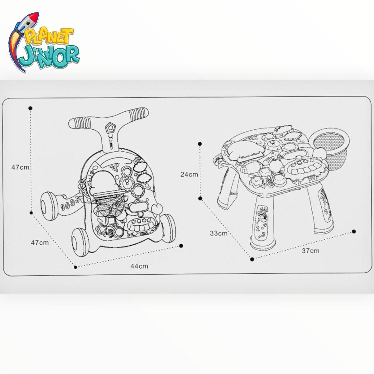 Huanger 2-in-1 Baby Walker & Activity Table – Interactive Learning Play Center