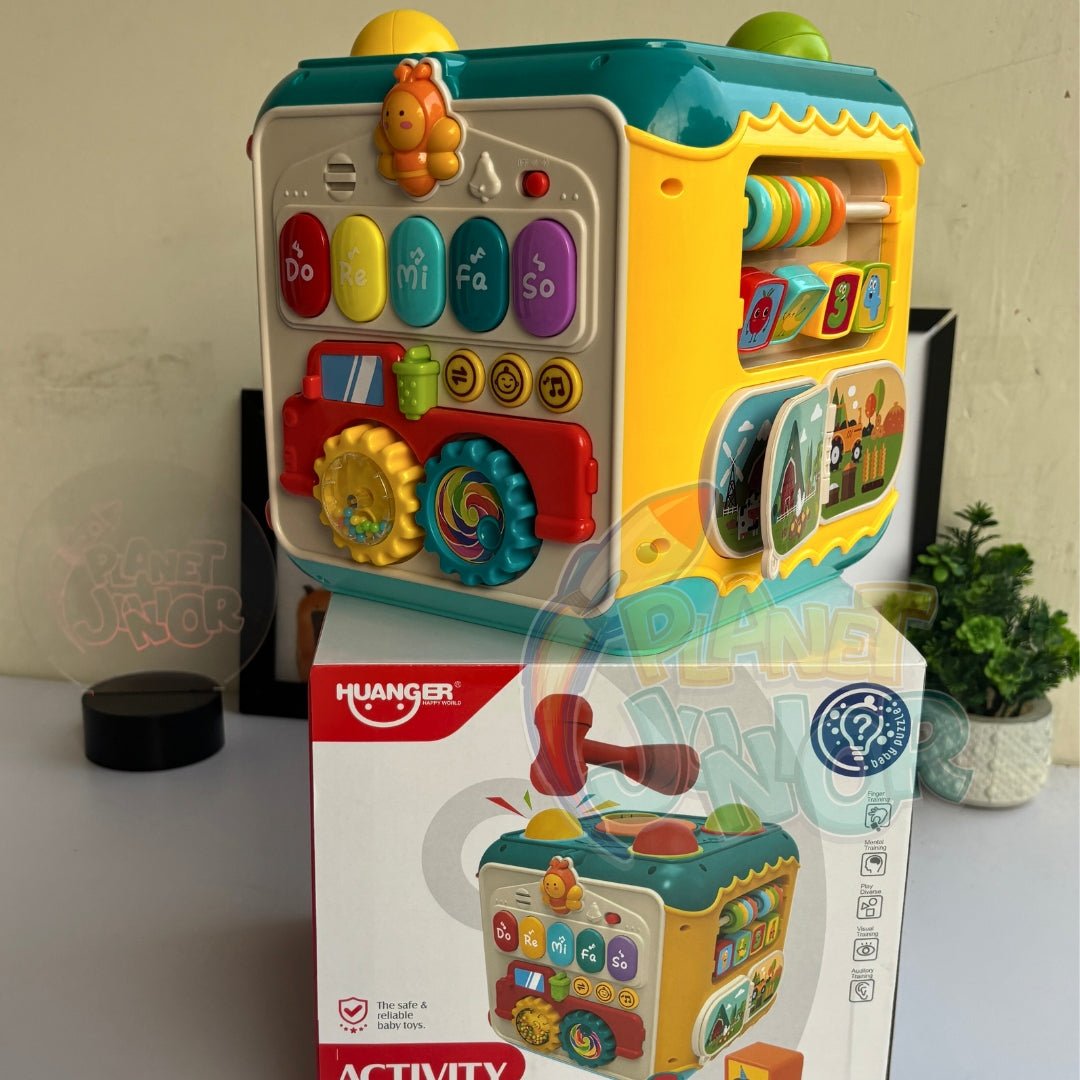 Huanger 7-in-1 Educational Activity Cube for Little Ones with Music & Light Functions