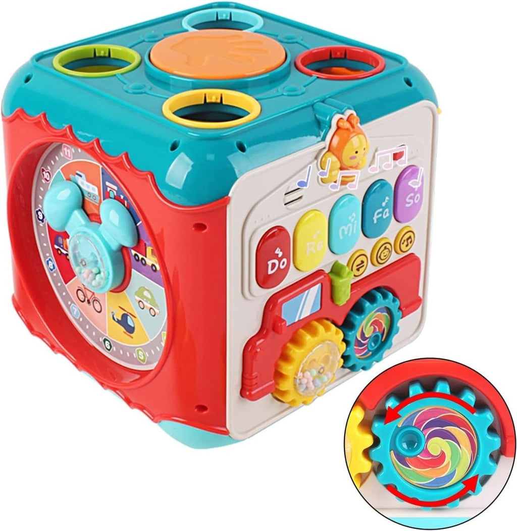 Huanger 7-in-1 Educational Activity Cube for Little Ones with Music & Light Functions