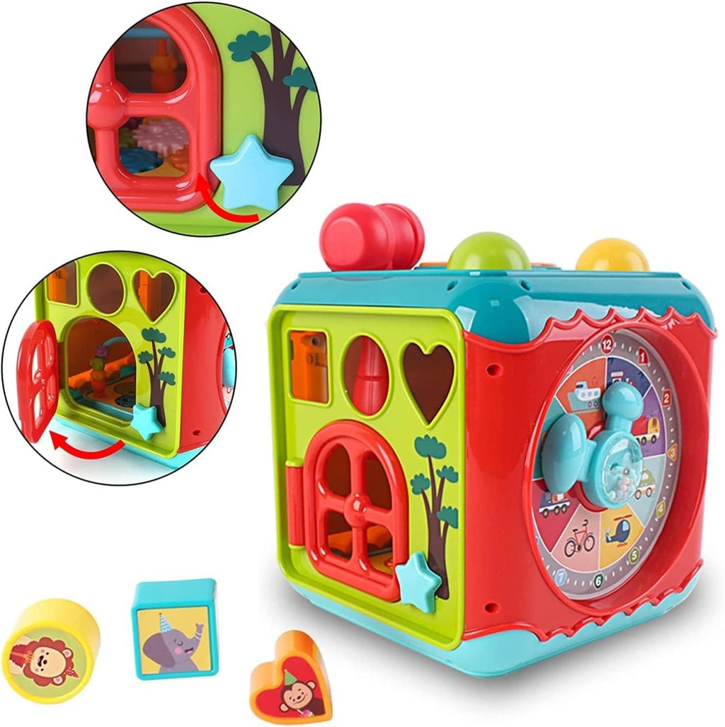 Huanger 7-in-1 Educational Activity Cube for Little Ones with Music & Light Functions