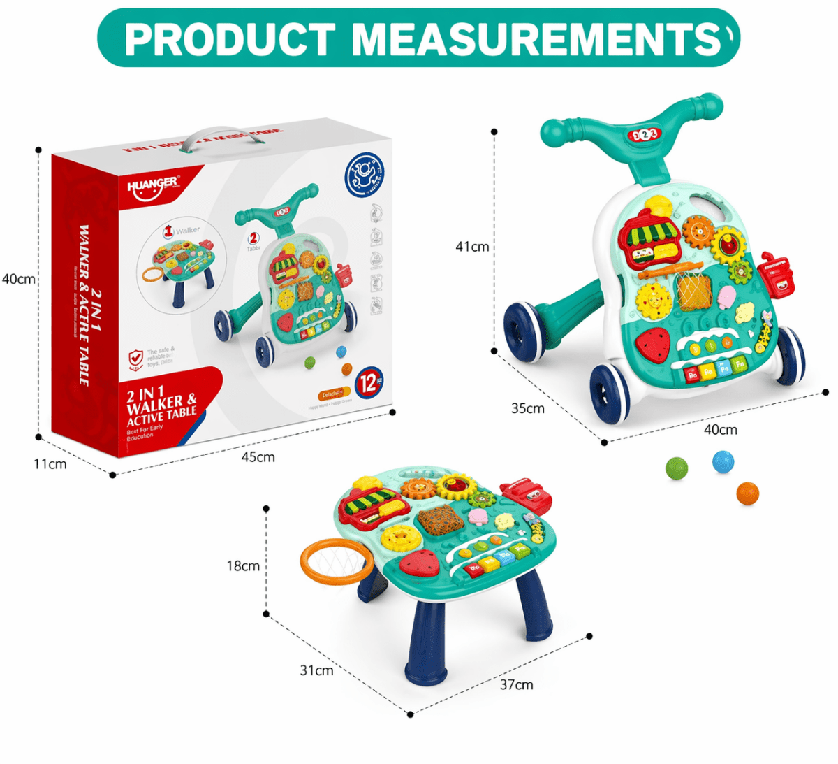 Huanger Multi-Function Baby Walker 2-in-1 – Activity Table & Push Walker