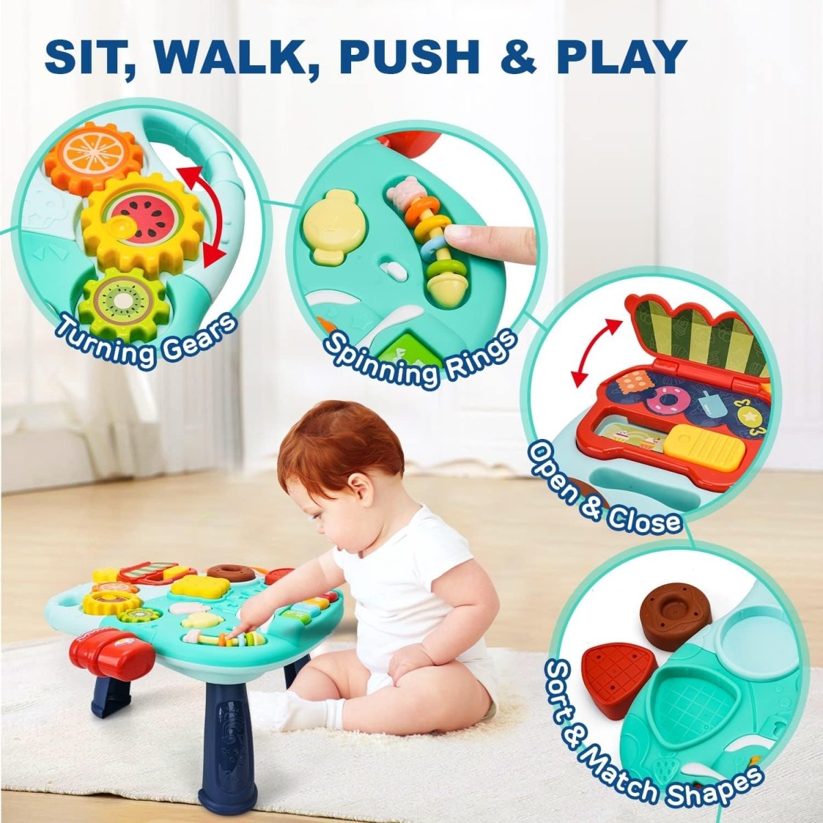 Huanger Multi-Function Baby Walker 2-in-1 – Activity Table & Push Walker