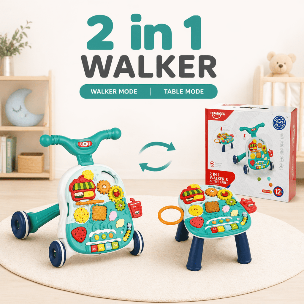 Huanger Multi-Function Baby Walker 2-in-1 – Activity Table & Push Walker