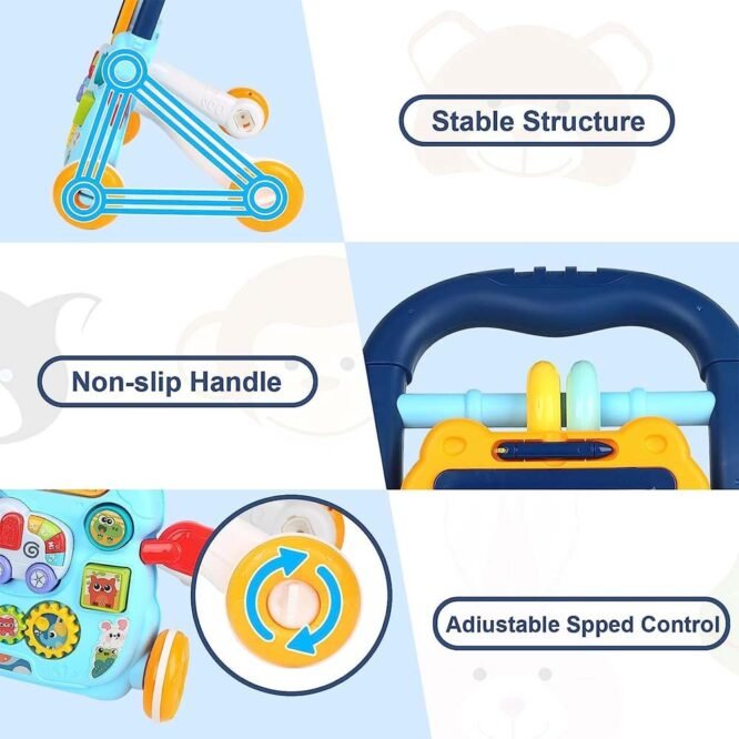 Huanger Large Baby Walker with Lights & Music – Cartoon Learning Push Walker