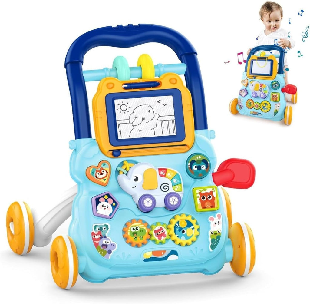 Huanger Large Baby Walker with Lights & Music – Cartoon Learning Push Walker