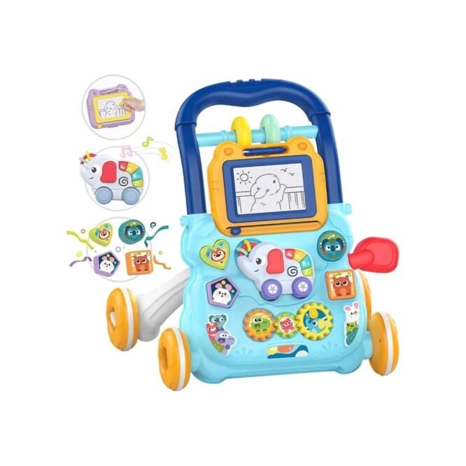 Huanger Large Baby Walker with Lights & Music – Cartoon Learning Push Walker