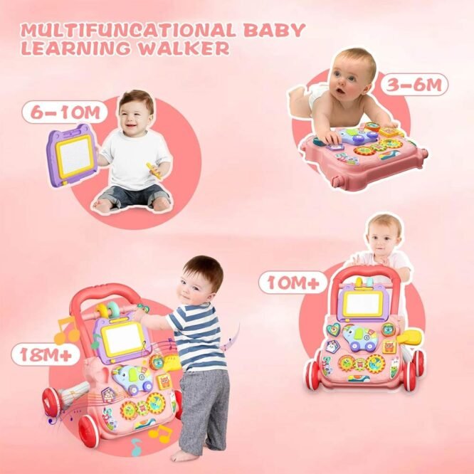 Huanger Large Baby Walker with Lights & Music – Cartoon Learning Push Walker