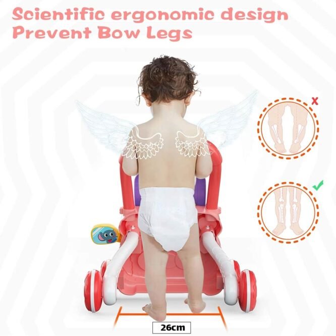 Huanger Large Baby Walker with Lights & Music – Cartoon Learning Push Walker