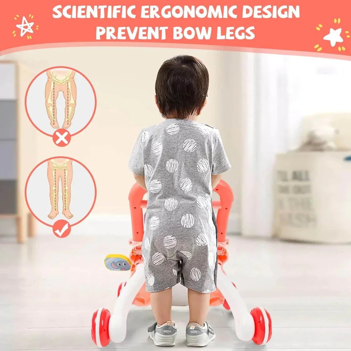 Huanger Large Baby Walker with Lights & Music – Cartoon Learning Push Walker