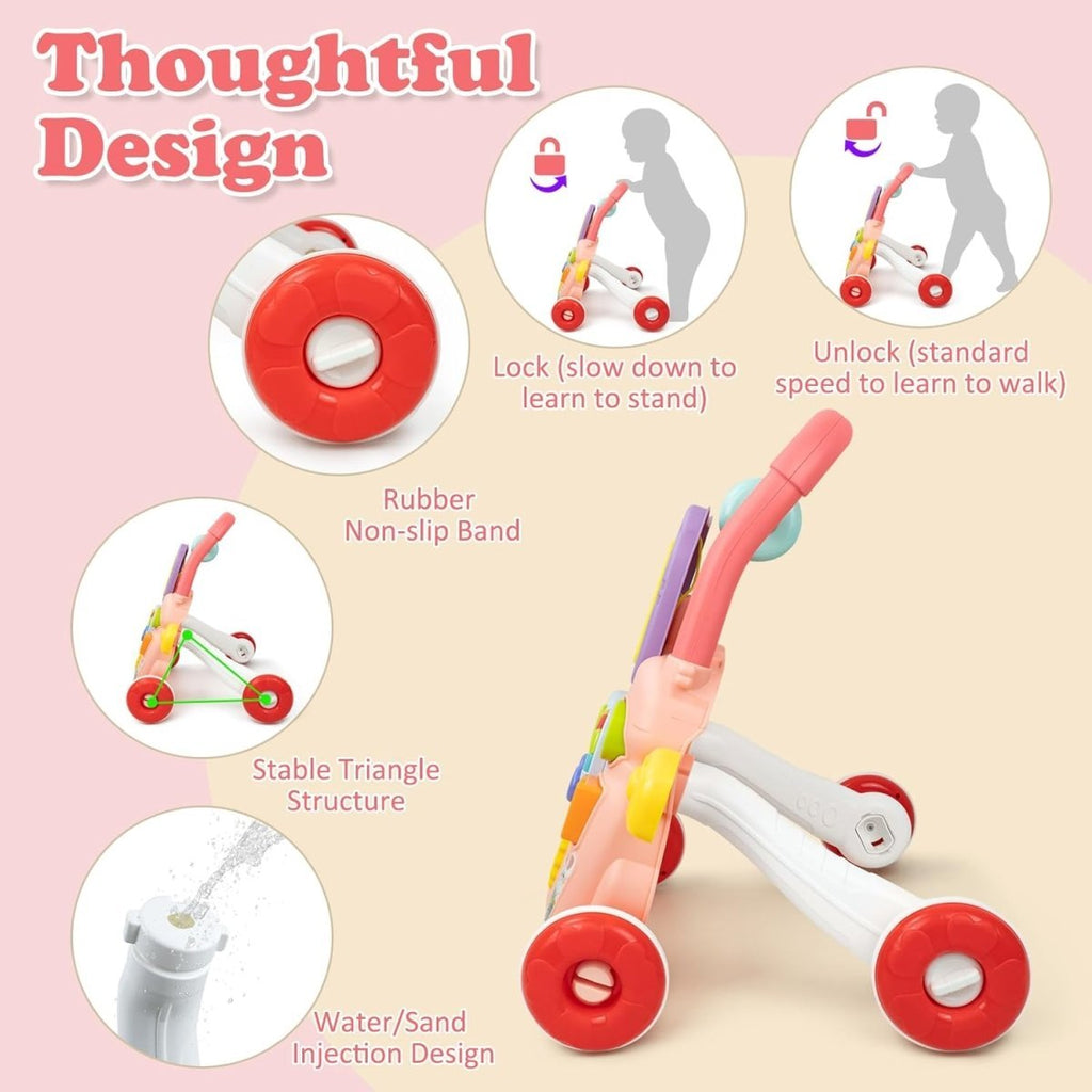 Huanger Large Baby Walker with Lights & Music – Cartoon Learning Push Walker