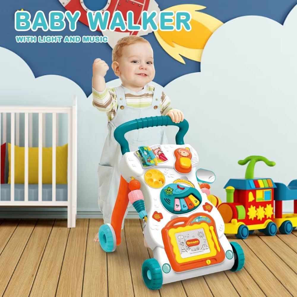 Huanger Large Sounds & Lights Baby Walker – Interactive Learning Push Walker