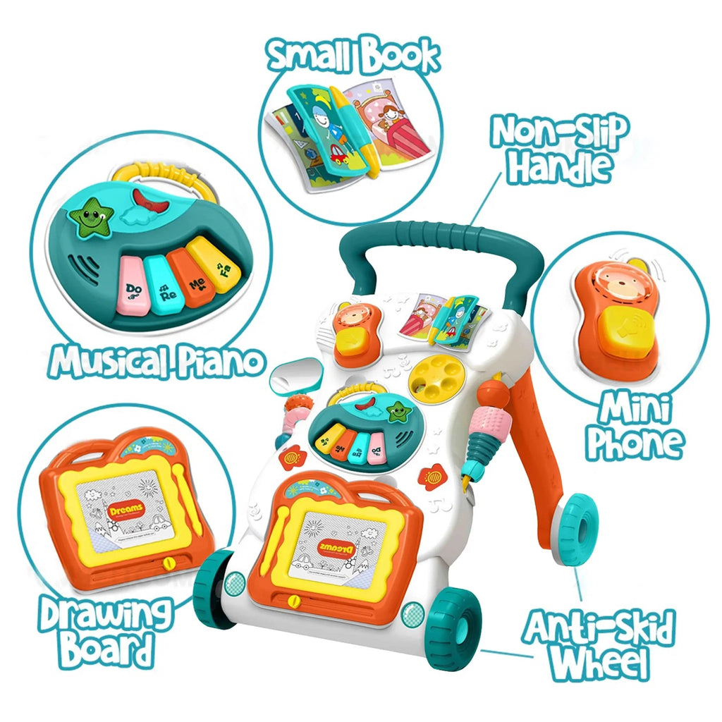 Huanger Large Sounds & Lights Baby Walker – Interactive Learning Push Walker