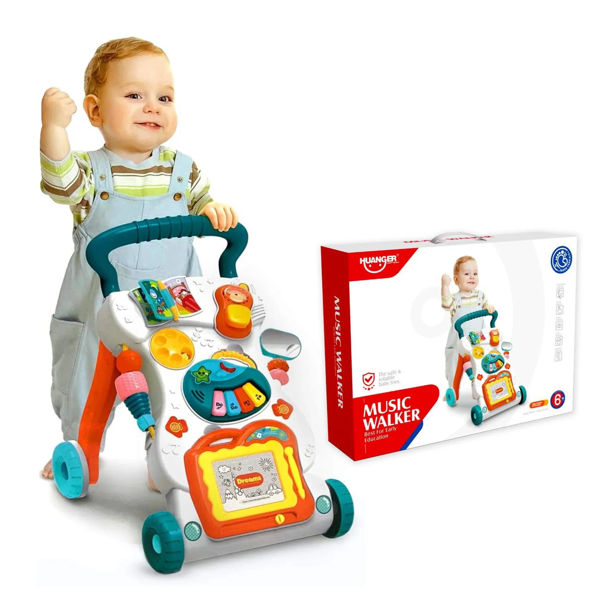 Huanger Large Sounds & Lights Baby Walker – Interactive Learning Push Walker