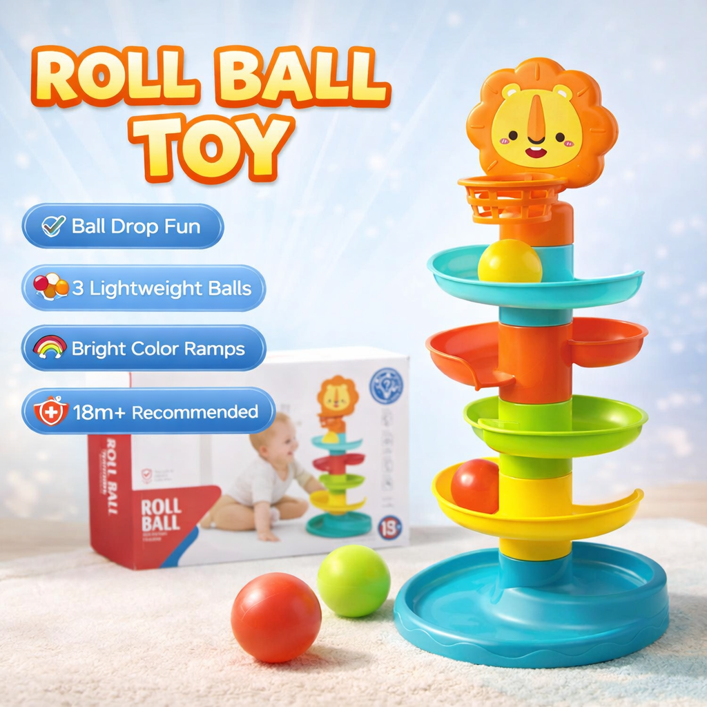🦁 Huanger Roll Ball Tower – Early Learning Spiral Toy