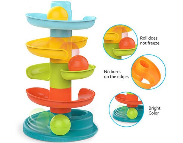 🦁 Huanger Roll Ball Tower – Early Learning Spiral Toy