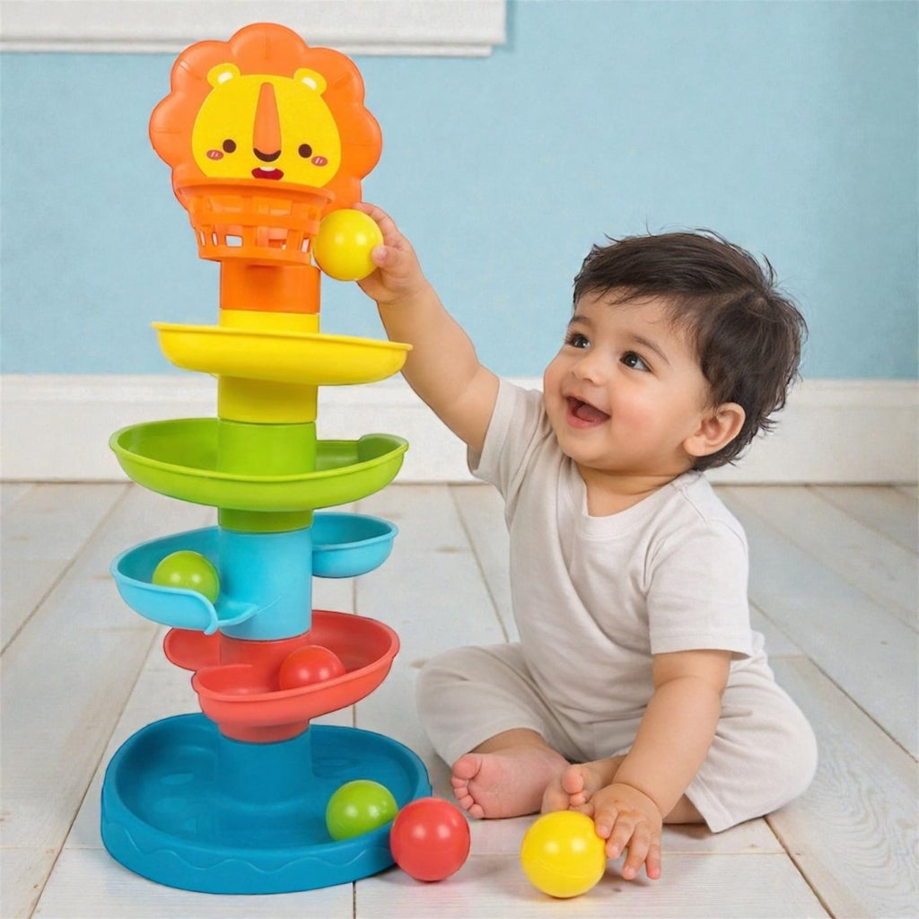 🦁 Huanger Roll Ball Tower – Early Learning Spiral Toy