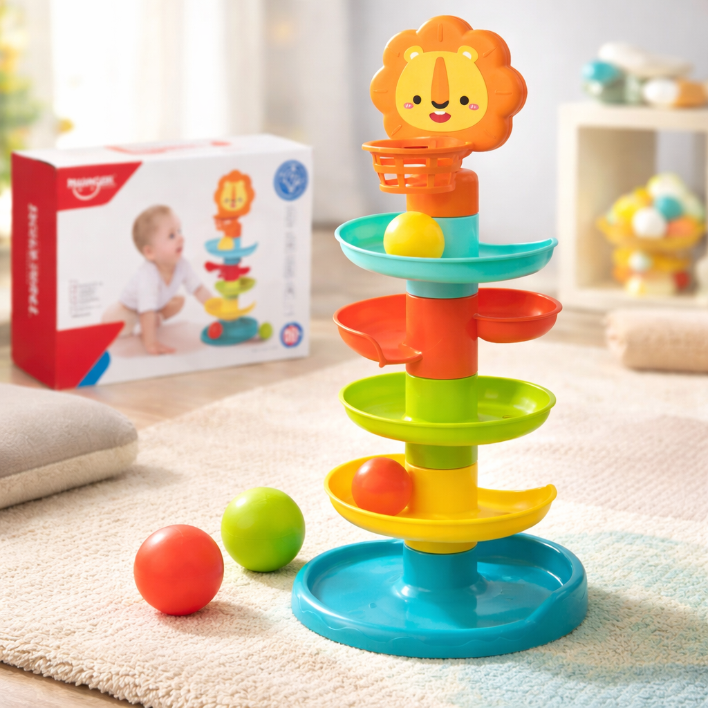 🦁 Huanger Roll Ball Tower – Early Learning Spiral Toy