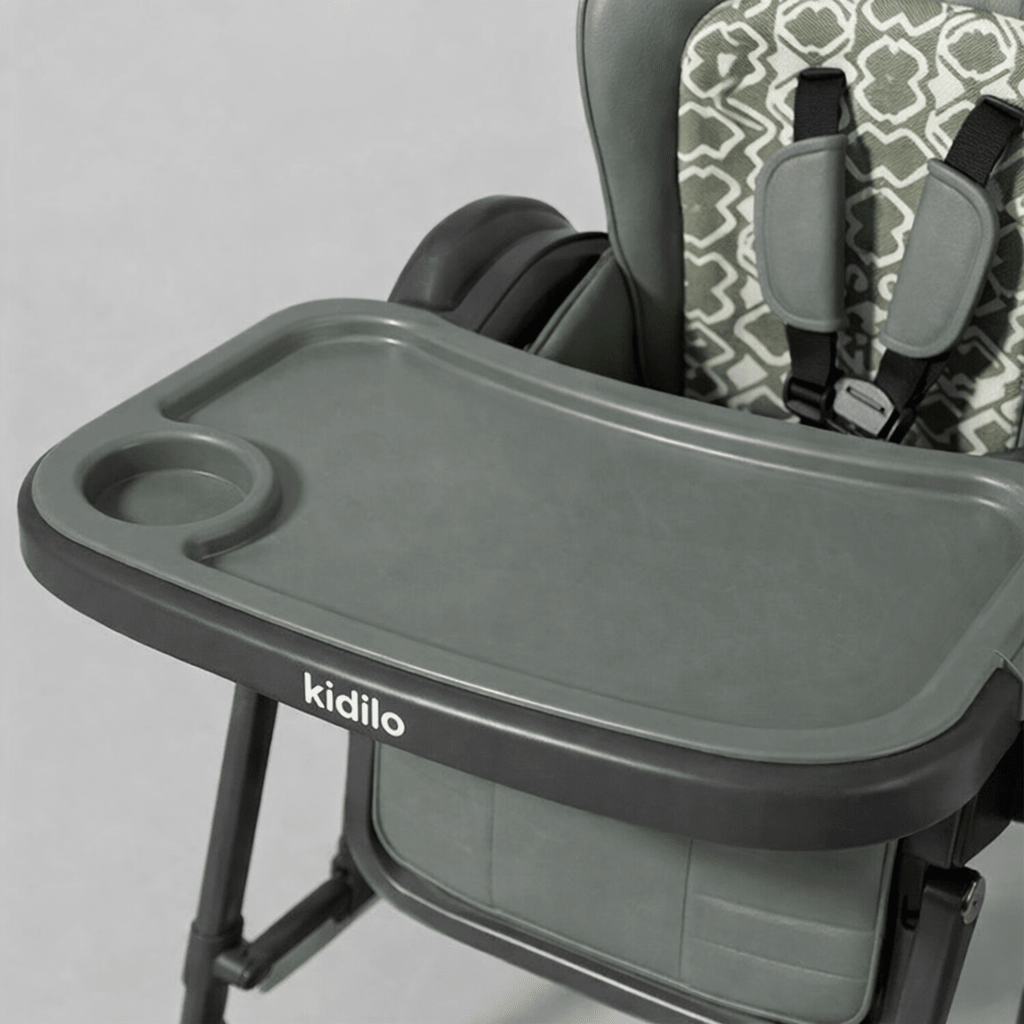 Kidilo Adjustable Electric  Baby Feeding High Chair with Wheels, Tray & Cushioned Seat
