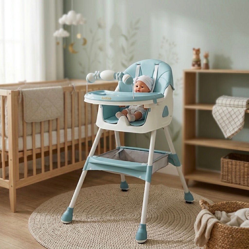 Kidilo Baby Feeding High Chair with Toy Bar & Storage