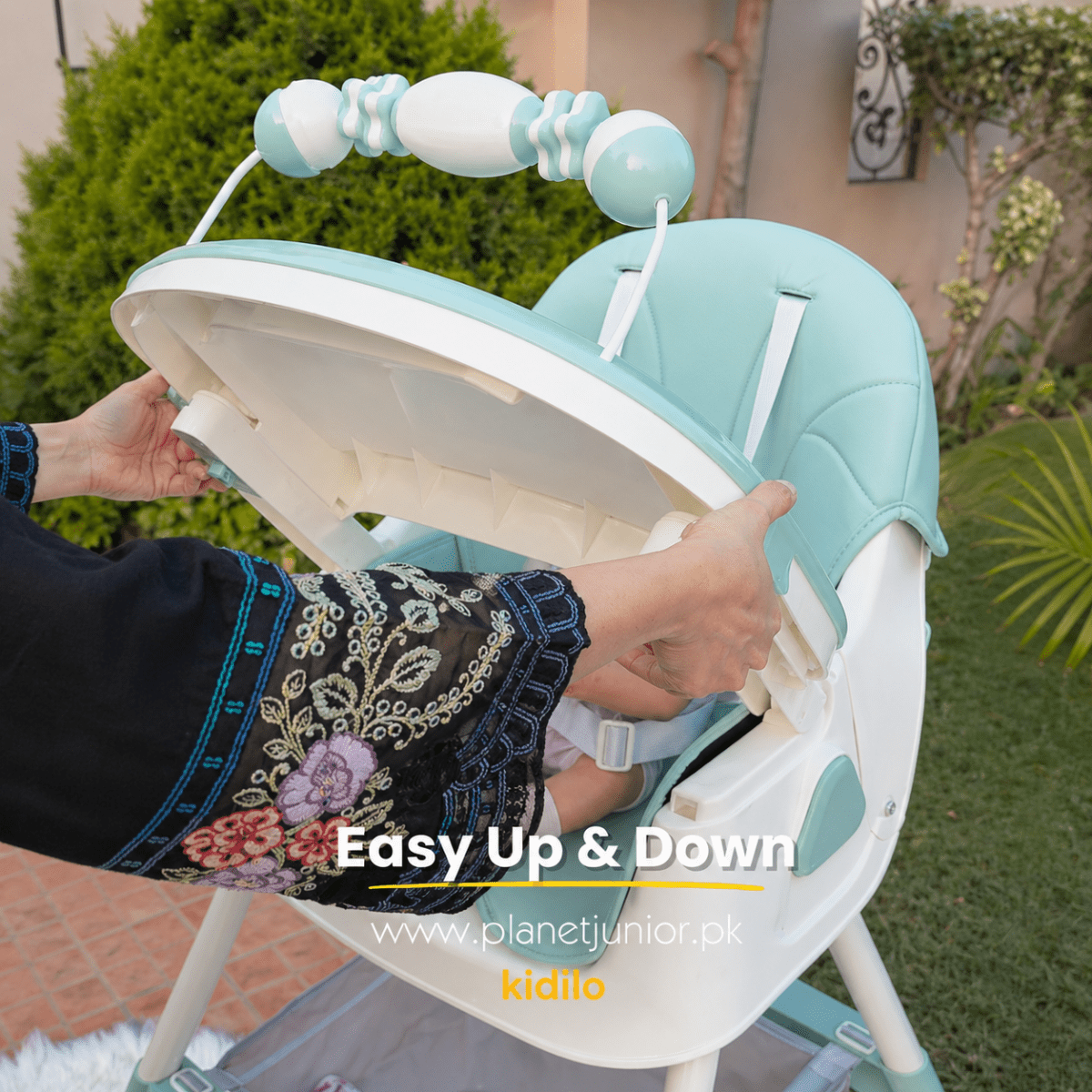 Kidilo Baby Feeding High Chair with Toy Bar & Storage