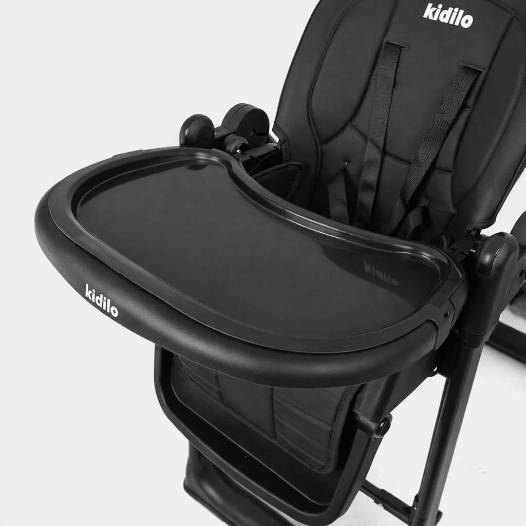 Kidilo Premium 2-in-1 Baby Feeding High Chair with Wheels & Safety Harness
