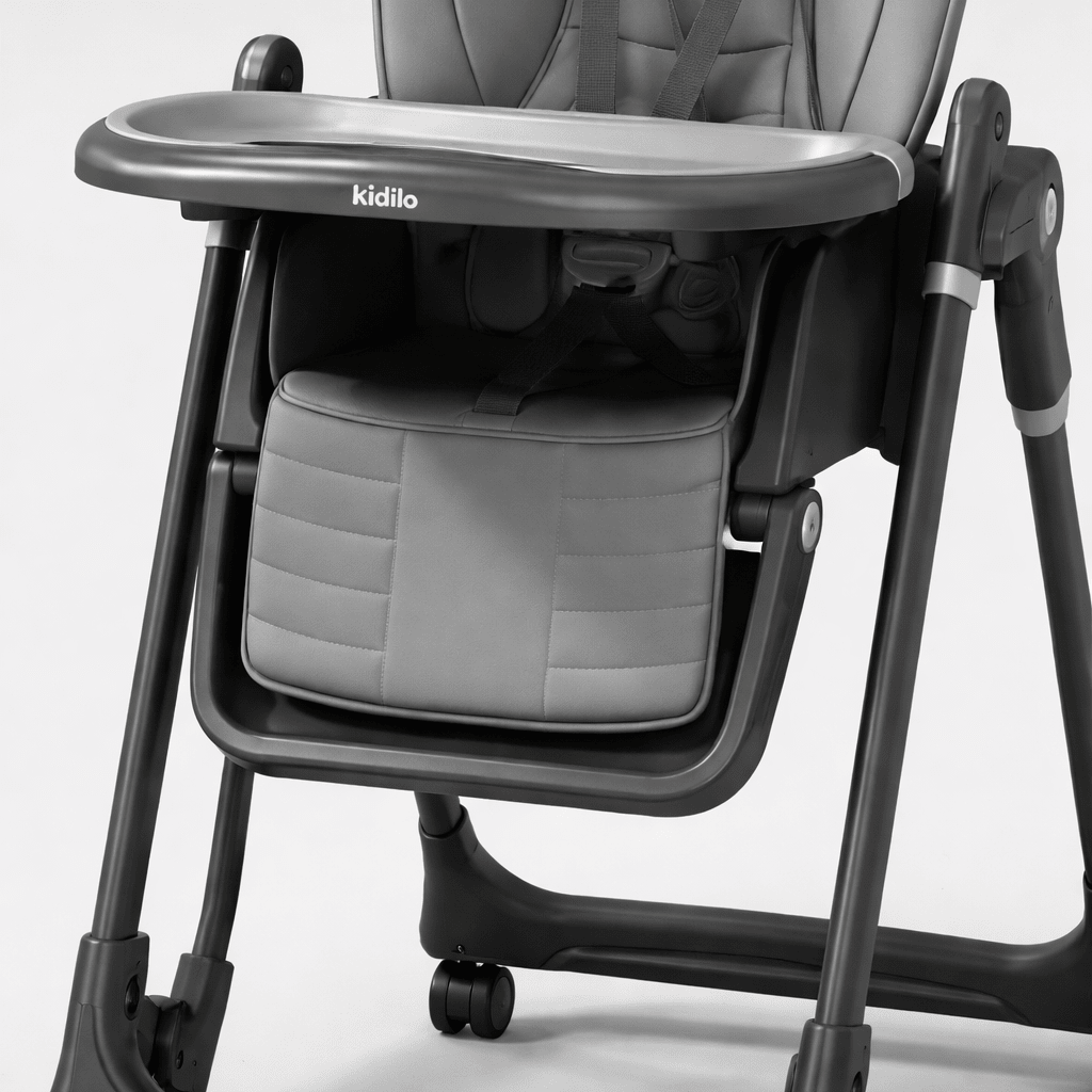 Kidilo Premium 2-in-1 Baby Feeding High Chair with Wheels & Safety Harness