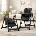 Kidilo Premium 2-in-1 Baby Feeding High Chair with Wheels & Safety Harness