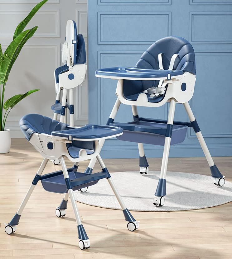Kidilo Premium 3-in-1 Convertible Baby Feeding High Chair with Wheels