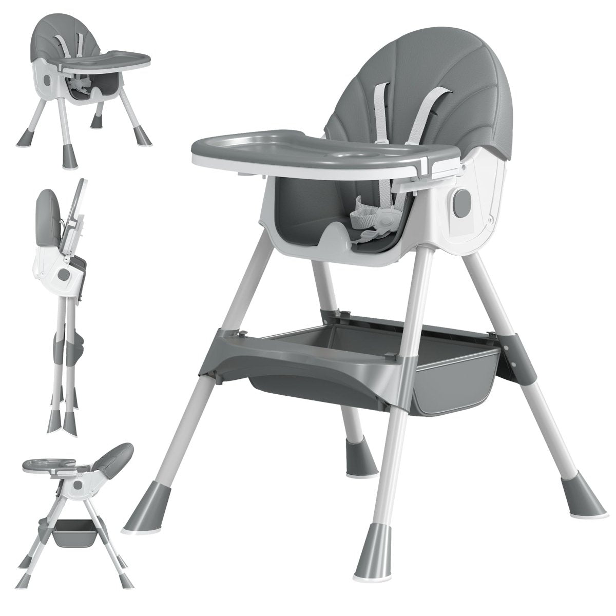 Kidilo Premium 3-in-1 Convertible Baby Feeding High Chair with Wheels