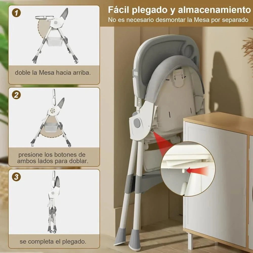 Kidilo Premium 3-in-1 Convertible Baby Feeding High Chair with Wheels