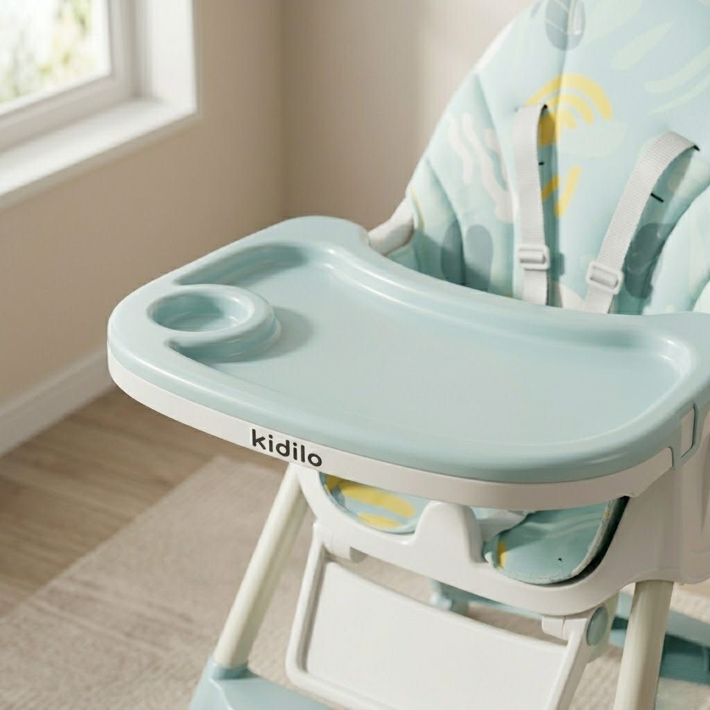 Kidilo Premium 3-in-1 Convertible Baby Feeding High Chair with Wheels