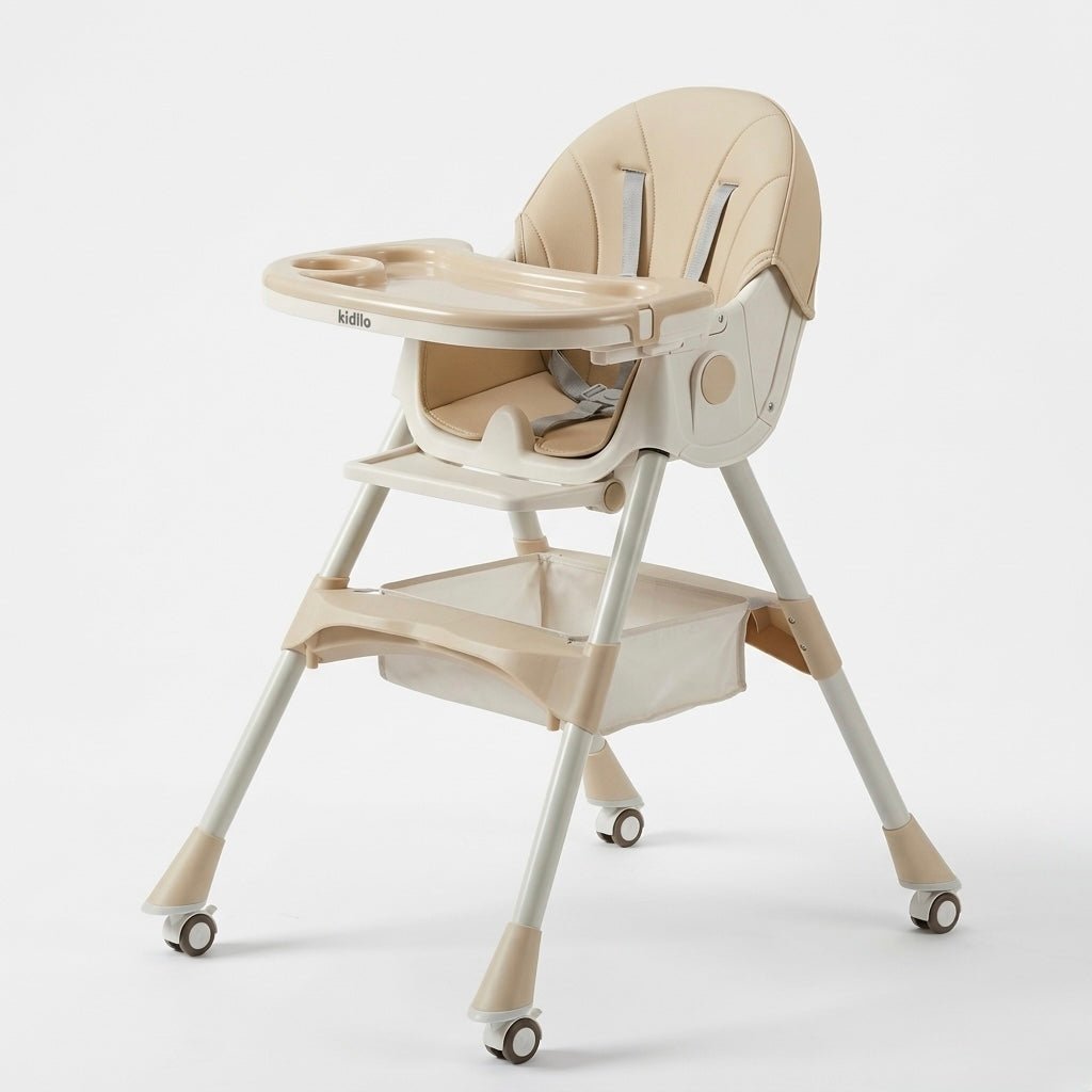 Kidilo Premium 3-in-1 Convertible Baby Feeding High Chair with Wheels