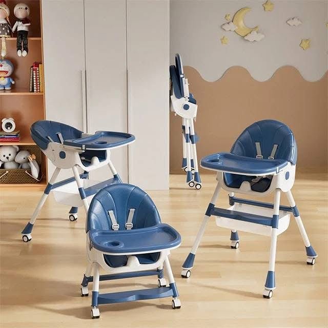Kidilo Premium 3-in-1 Convertible Baby Feeding High Chair with Wheels