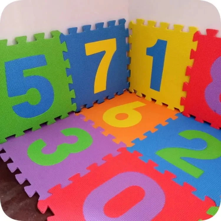 Kids Playing Foam Mat of Number Puzzle Pieces | 10 Tiles
