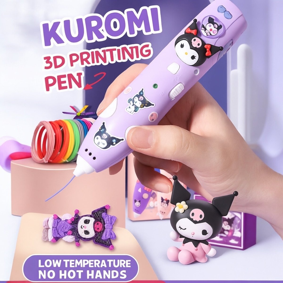 Kuromi 3D Printing Pen – Rechargeable & Safe for Kids!