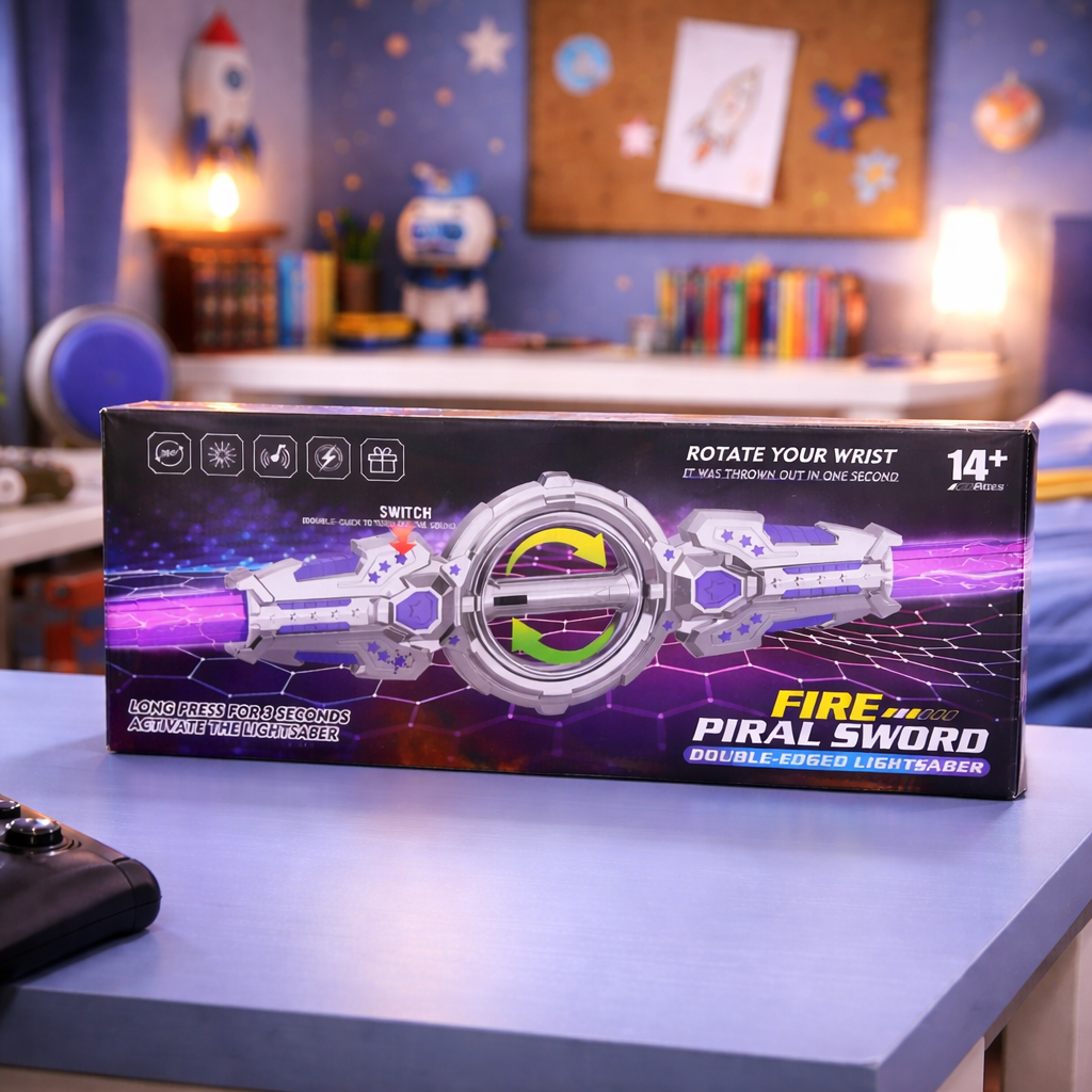 Electric Gyro Light Sword – 360° Spinning LED Action Blade