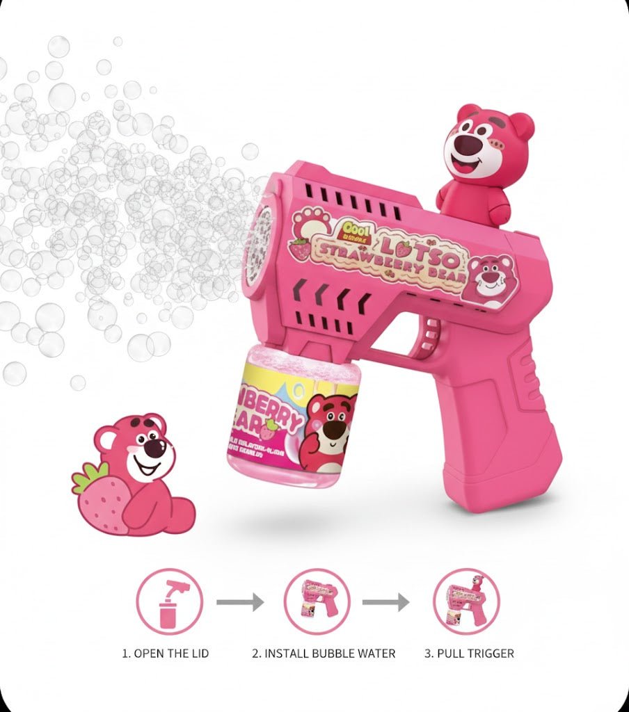 Strawberry Bear Bubble Gun | Whack-a-Mole Interactive Bubble Blaster