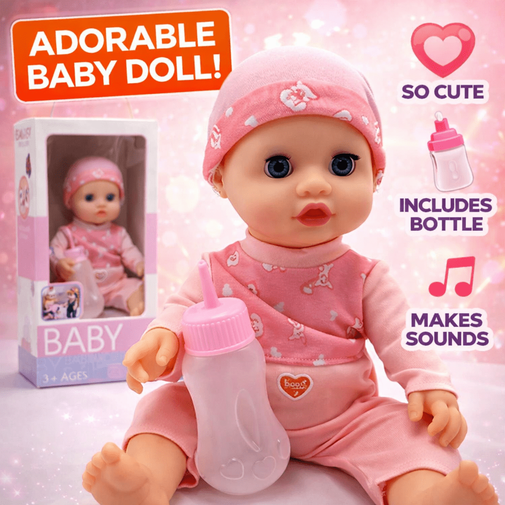Lovely Baby Boy Doll with Feeder & Pamper – Lifelike Play Companion