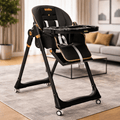 Luxury Adjustable Baby Feeding High Chair with Safety Harness & Storage Basket