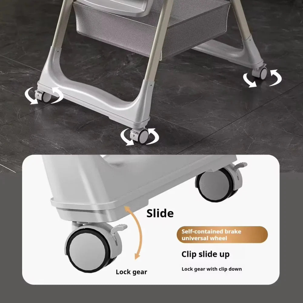 Luxury Adjustable Baby Feeding High Chair with Safety Harness & Storage Basket