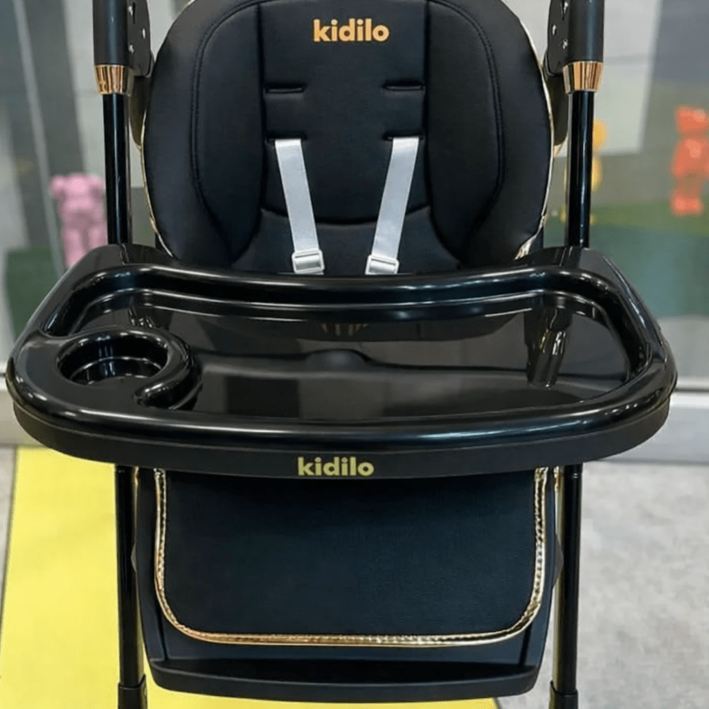 Luxury Adjustable Baby Feeding High Chair with Safety Harness & Storage Basket