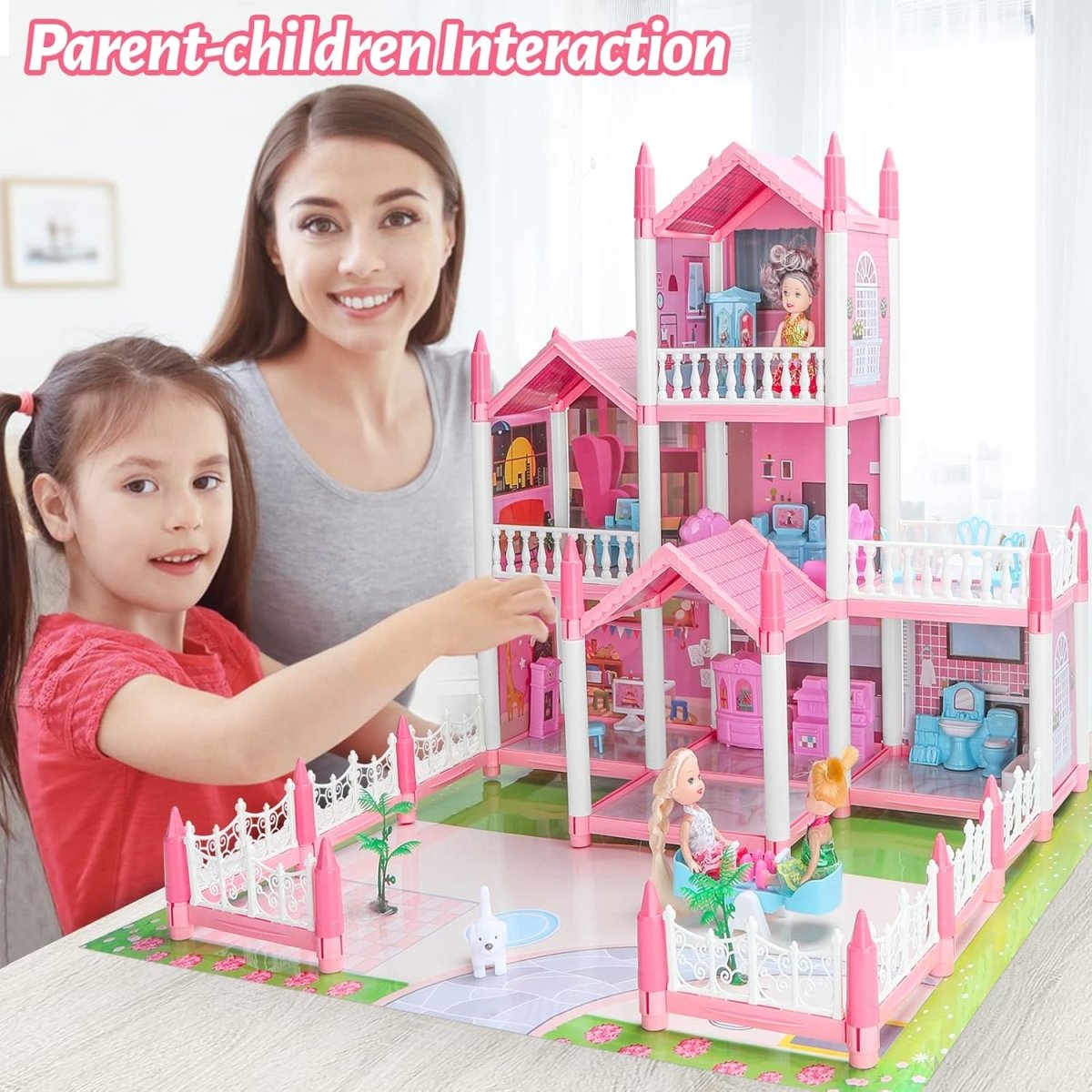 Luxury Doll House with 5 Rooms & 2 Terraces – Complete Furniture Set