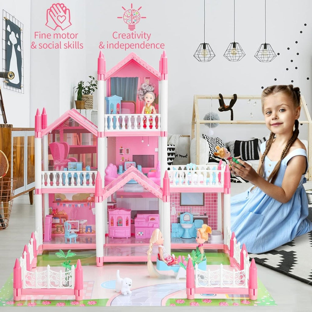 Luxury Doll House with 5 Rooms & 2 Terraces – Complete Furniture Set