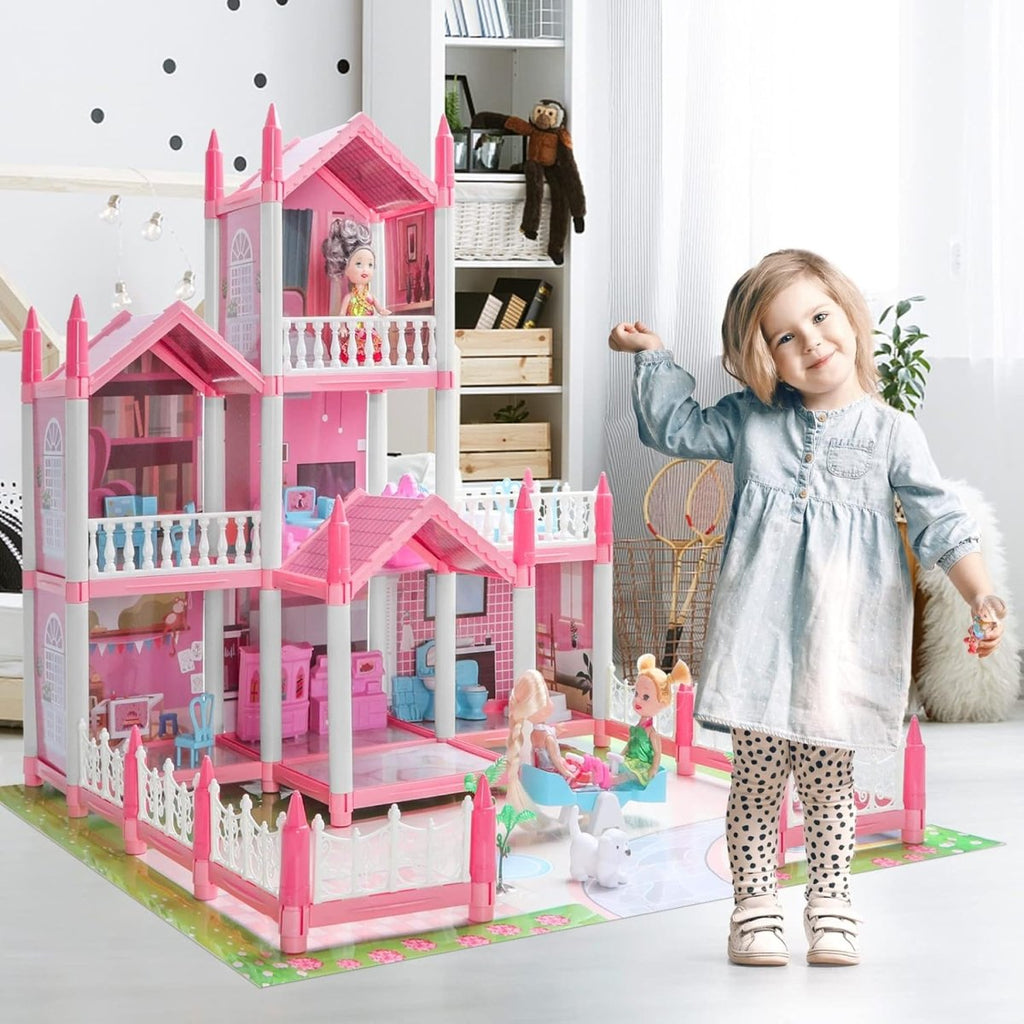 Luxury Doll House with 5 Rooms & 2 Terraces – Complete Furniture Set