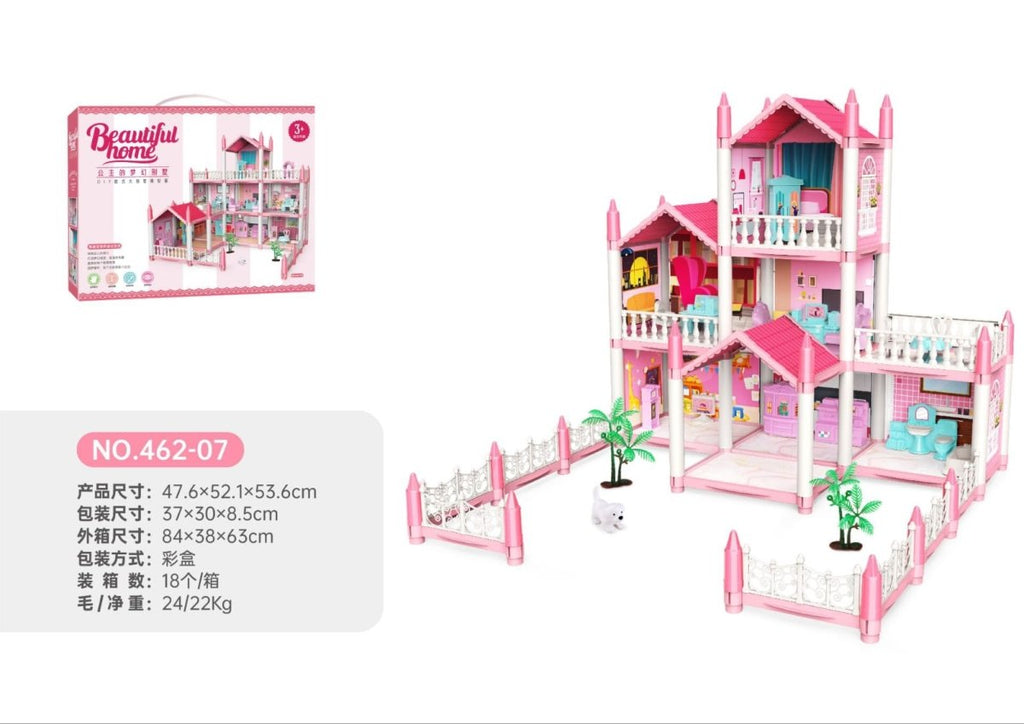 Luxury Doll House with 5 Rooms & 2 Terraces – Complete Furniture Set
