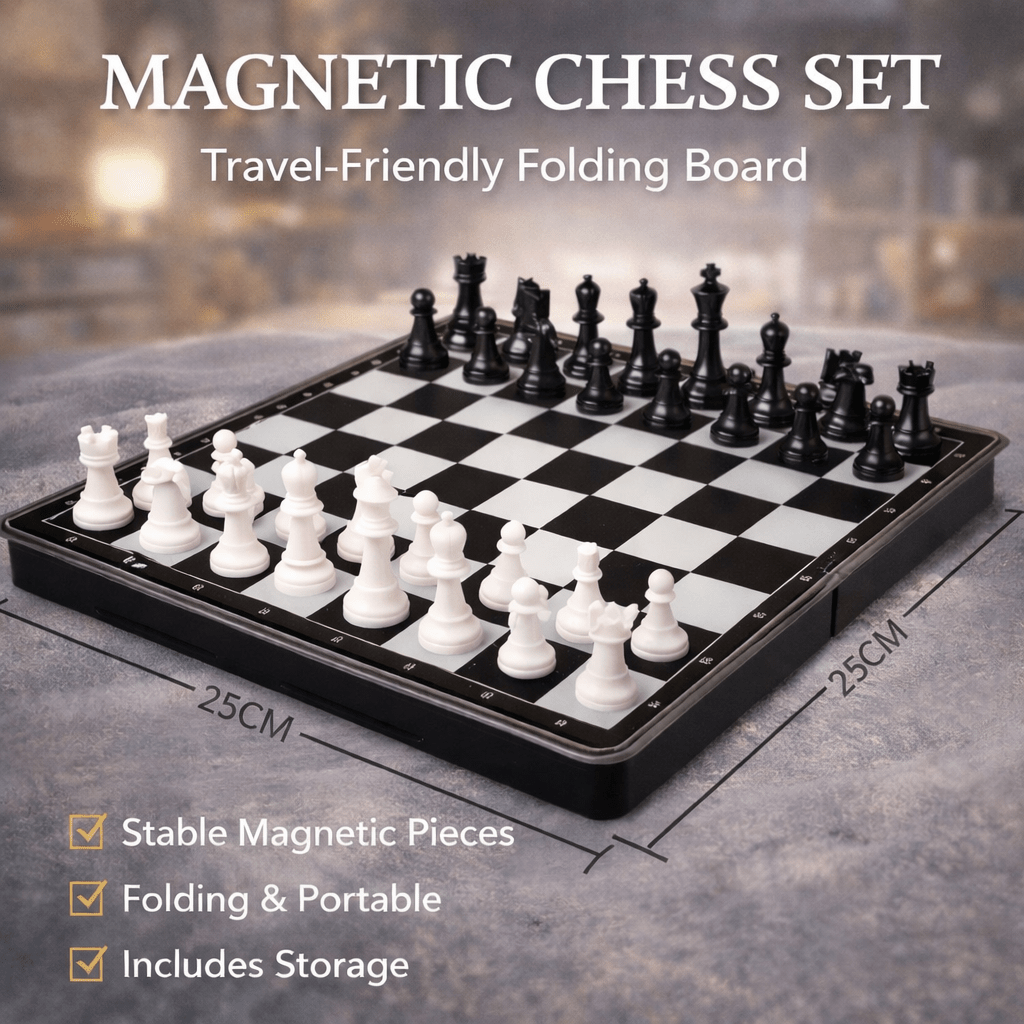 Magnetic Folding Chess Set for Kids & Travel – 25cm Portable Strategy Board Game