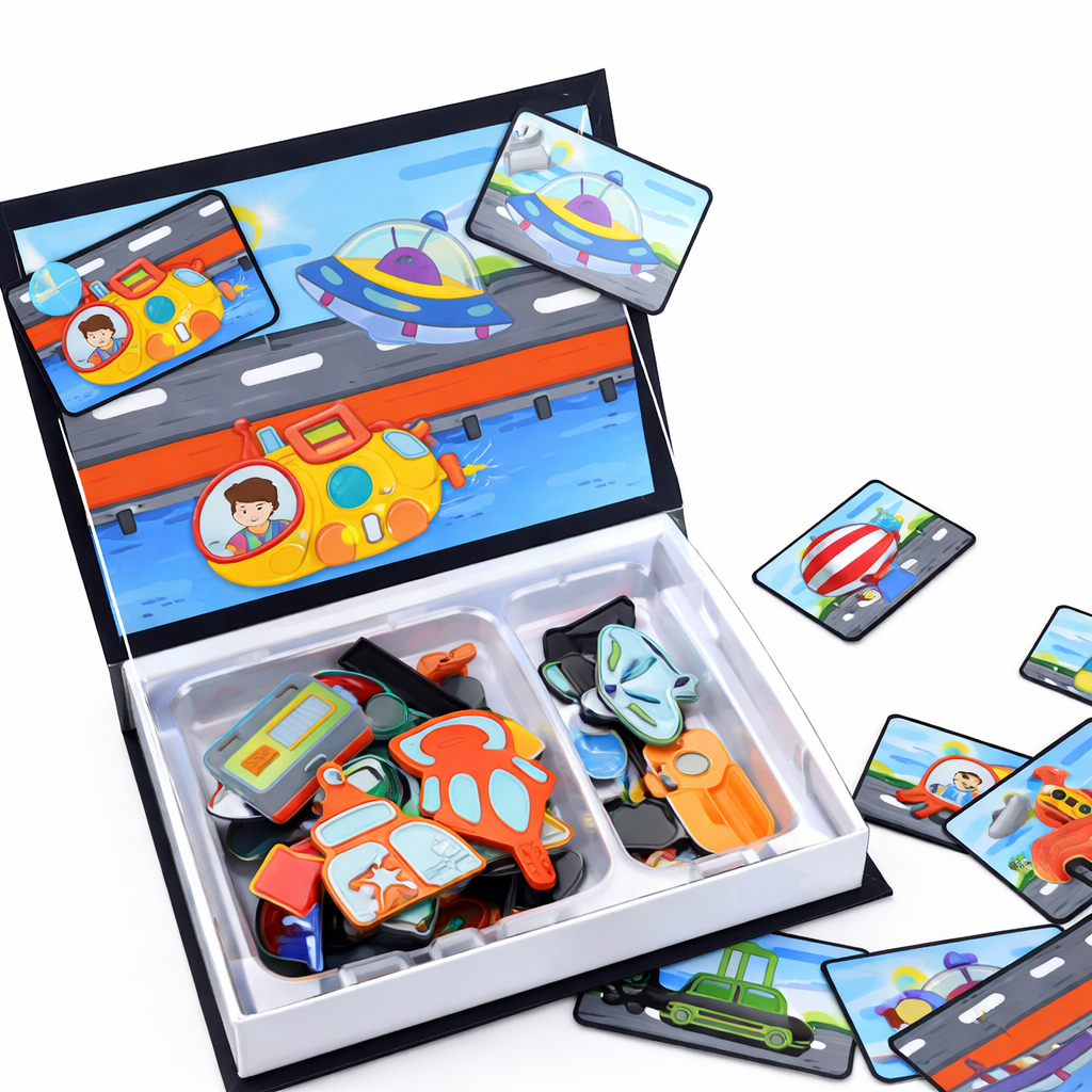 Magnetic Traffic Busy Book | 71 PCS – Creative Vehicle Matching & Learning Play