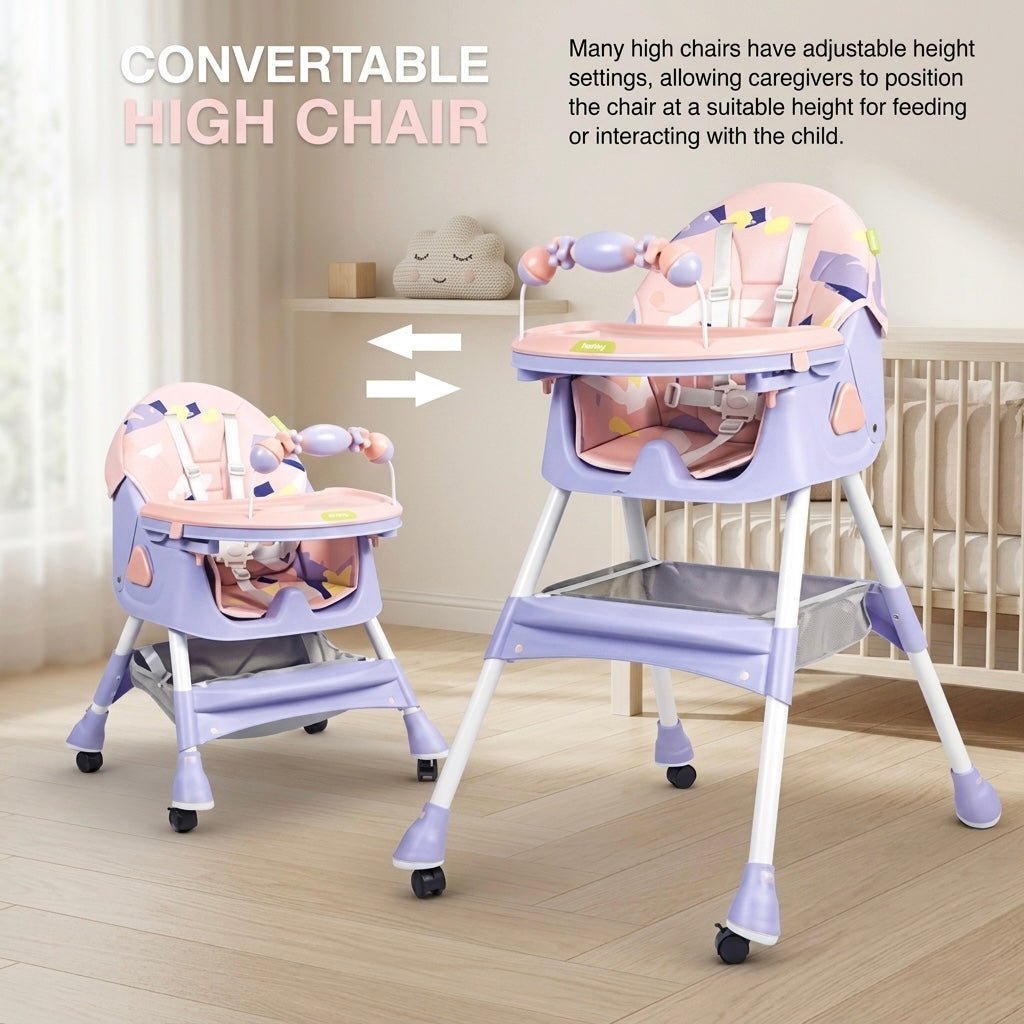 MotherCare Baby Feeding High Chair with Toy Bar - Pink & Purple